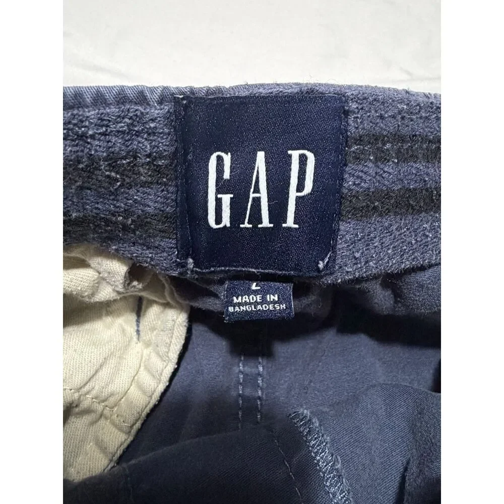 Gap Shorts Mens L Blue Elastic Waist Drawstring Casual Chino Summer Beach